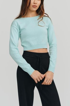 Kathryn McCarron Astrid Long Sleeve Crop Sweater in Glacier Blue at Nordstrom, Size X-Small