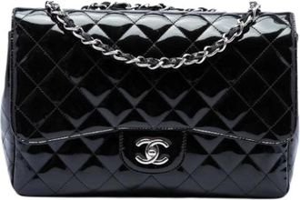 Chanel Pre-owned Quilted Patent Shoulder Bag - Dames - Vintage Schoudertas - Zwart - ONE Size - Leer - Vintage
