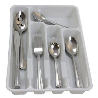 Gibson Home Basic Living Aston 45 Piece Flatware Set with Plastic Tray in Silver at Nordstrom