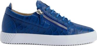 Giuseppe Zanotti Sneakers Frankie con zip ed effetto coccodrillo - Blu