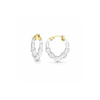 Gold & Honey Womens Mini Heart Bamboo Hoop Earrings In Clear
