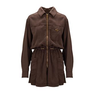 Elisabetta Franchi Jumpsuit - Dames - Jumpsuits & Playsuits - Bruin - Maat: XS Katoen