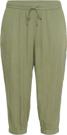 Kaffe Curve Groene Capri Broek met Elastische Taille - Dames - Vrijetijds broeken - Groen - XL - Broeken