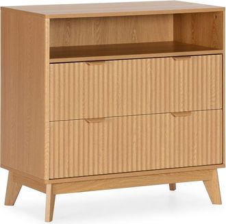 HOMN C&oacute;moda de noche 2 cajones 1 hueco efecto Roble