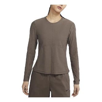 Nike (WMNS) Nike SS22 Sportswear Dri-FIT Adv Tech Pack Quick Dry Knit Round Neck Long Sleeves Brown T-Shirt DM6165-004