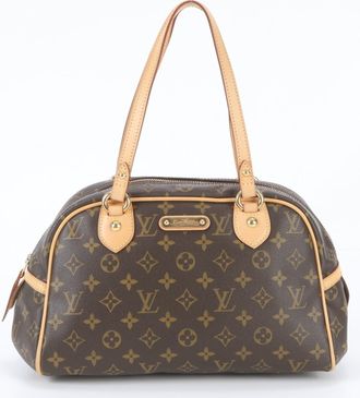 Louis Vuitton Brown Leather Coated Canvas Shoulder Bag Tote Bag (Pre-Owned)