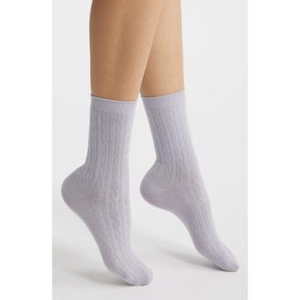 Hue Cable Crew Socks in Lavender at Nordstrom