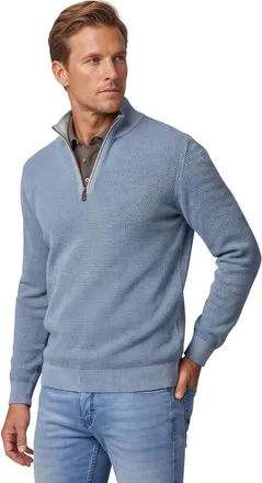 Casamoda trui half-zip met textuur Casa Moda blauw ronde hals