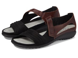 Naot Papaki Womens Shoes Black Velvet Nubuck/Cinnamon Leather : EU 43 (US Womens 12) M, Leather/Suede