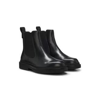 BOSS Leather Chelsea boots with gold-tone Double B monogram