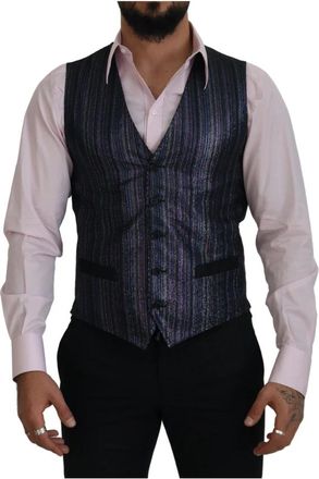 Dolce & Gabbana Multicolor Formele Jurk Vest Luxe Mix - Heren - Gillet - Veelkleurig - M - Polyester - Kostuums