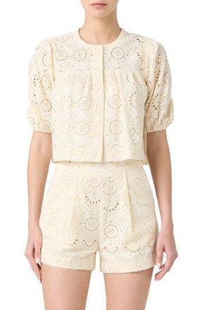 Blank NYC Embroidered Eyelet Cropped Cotton Top in Roaming Free at Nordstrom Rack, Size Small