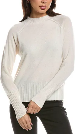 Fort&eacute; Cashmere Hi Low Rib Trim Funnel Neck Cashmere Sweater