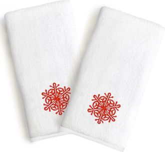 Linum Home Textiles Linum Home Textiles Red Snow Flake Turkish Cotton Hand Towels