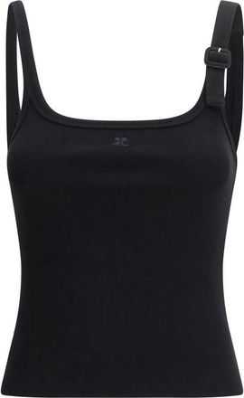 Courr&egrave;ges Courr&egrave;ges Zwarte Katoenen Tanktops