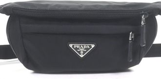Prada Black Polyamide Saffiano Triangle Leather Shoulder Bag Sling Bag (Pre-Owned)