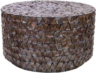 Wanderlust Deco Wanderlust Deco - Mesa De Centro De Madera Y Madreperla Marr&oacute;n D77x43/5h Cm