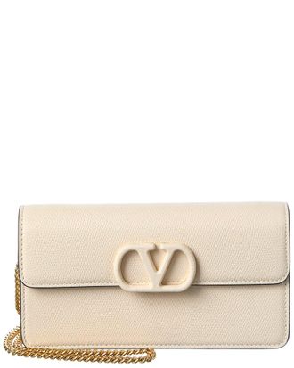 Valentino Vlogo Signature Mini Leather Wallet On Chain