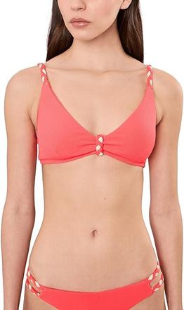 BECCA by Rebecca Virtue Modern Edge Rib Gidget Over The Shoulder Bralette Womens Clothing Caliente : D-Cup, Nylon/Spandex