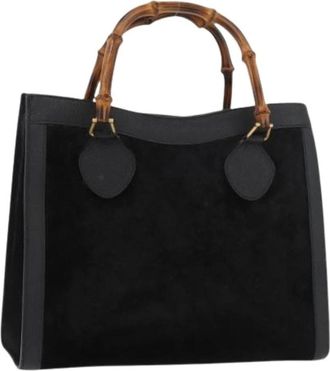 Gucci Pre-owned Handbags, female, Black, Size: ONE SIZE Pre-owned Vintage Suede Hand Bag
