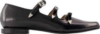 Toga Archives Zwarte Leren Ballerinas Veters Gespen - Dames - Ballerinas - Zwart - 40 EU - Leer - Schoenen