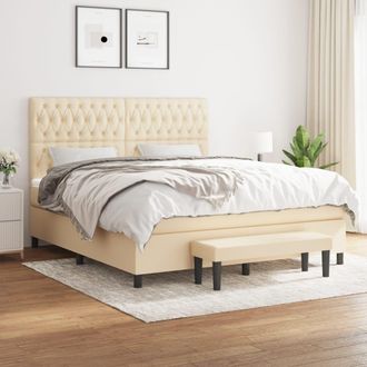 vidaXL Vidaxl - Cama Box Spring Con Colch&oacute;n Tela Color Crema 180x200 Cm