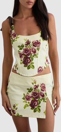 Motel Jatmi Floral Corset Top in Bouquet Roses Cream at Nordstrom, Size X-Large