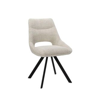 Koketto Home Silla beige tejido jaspeado con reposabrazos bajos
