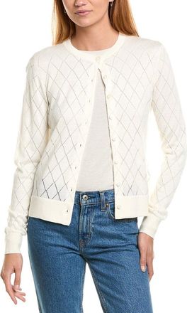 Brooks Brothers Pointelle Diamond Wool-Blend Cardigan