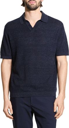 Theory Brenan Linen Blend Polo in Baltic at Nordstrom, Size X-Small