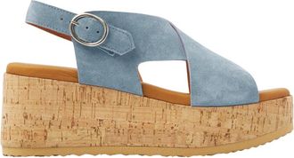 VIA VAI Sissel Raise Sandalen - Dames - Sleehakken - Blauw - 40 EU - Linnen - Schoenen