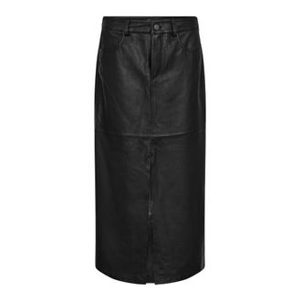 Co'Couture Leather Skirts, female, Black, XS, Black Leather Slit Skirt