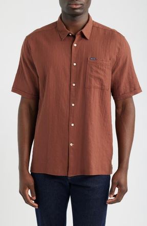 Barbour Kingswood Short Sleeve Cotton Ripstop Button-Up Shirt in Burnt Pepper at Nordstrom, Size Xx-Large