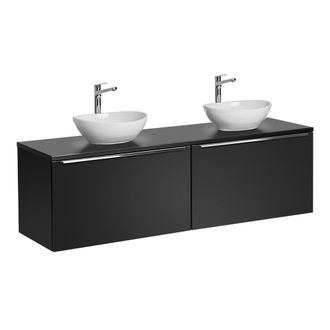 Petits Meubles Mueble bajo lavabo doble 160 cm tableros laminados y mdf negro