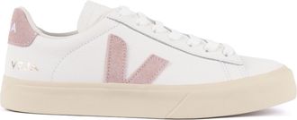 Veja White Campo Soft Pink Accent Leather Sneakers