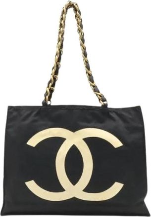 Chanel Pre-owned Nylon Tote Shoulder Bag - Dames - Vintage Shopper - Zwart - ONE Size - Nylon - Vintage