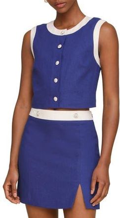 Avec Les Filles Colorblock Crop Vest in Navy at Nordstrom Rack, Size Large