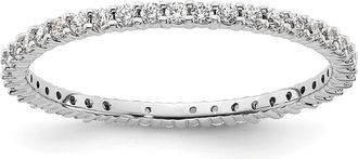Diamond2Deal 14k White Gold Polished Shared Prong 1/2 Ct Diamond Eternity Band Ring