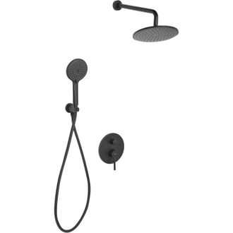 Beliani Columna De Ducha Empotrada De Lat&oacute;n 3 Modos De Chorro Con Funci&oacute;n Lluvia De Pared Negro Puelo