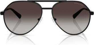 Michael Kors Brentwood 58mm Pilot Sunglasses in Black Shiny /Dark Grey at Nordstrom