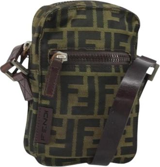 Fendi Pre-owned Cross Body Bags, female, Brown, Size: ONE SIZE Pre-owned Canvas Cross Body Bag