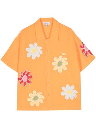 Mira Mikati floral-embroidered cotton shirt - Orange