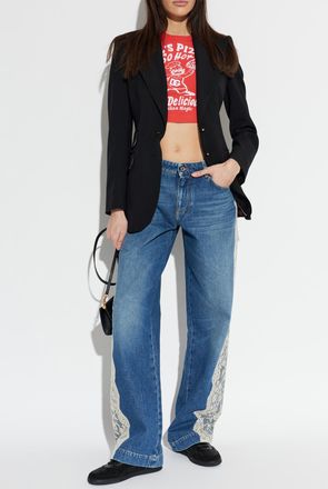 Dolce & Gabbana Cropped T-shirt With Print, Womens, Red