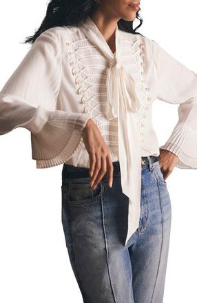 Mint Velvet Military Detail Blouse in Ivory at Nordstrom, Size Medium