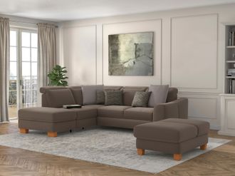 Sit&more Ecksofa »Dundee L-Form« mit Federkern und Massivholzfüssen, wahlweise mit Kopfteilverstellung