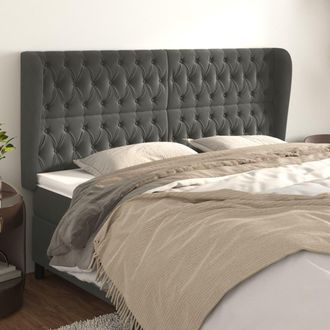 vidaXL Cabecero Con Orejas De Terciopelo Gris Oscuro 203x23x118/128 Cm Vidaxl