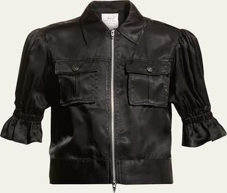 Cinq &agrave; Sept Holly Short-Sleeve Sateen Jacket