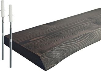 Relaxdays Relaxdays wall shelf, live-edge, HxWxD: 3x70x22 cm, rustic floating shelf, solid pine, black