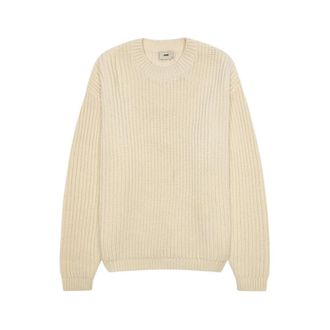 Autry Truien & Vesten, Heren, Beige, S, Ronde hals gebreide trui