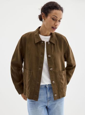 Contemporaine Womens Patch pockets pure linen jacket